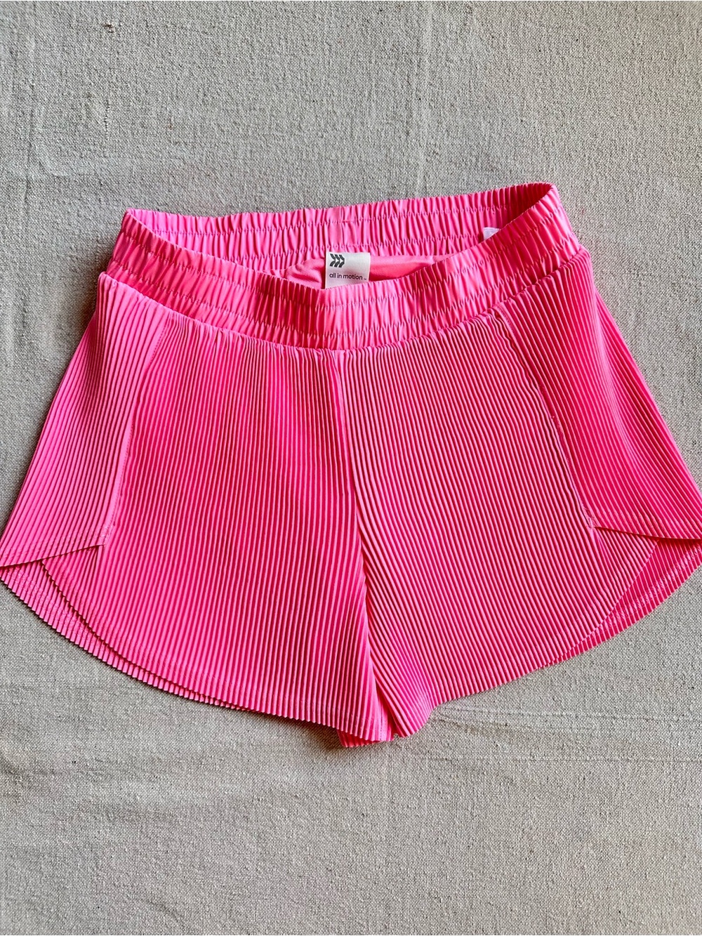All in Motion Hot Pink Ribbed Running Shorts XS Built-In Liner Athletic Workout